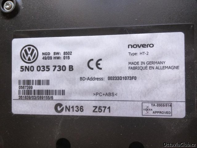 řídící jednotka bluetooth VW Passat B6 3C0 5N0035730 5N0035730B